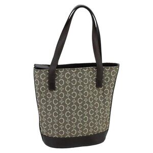 CELINE C Macadam Canvas Hand Bag Brown Gold